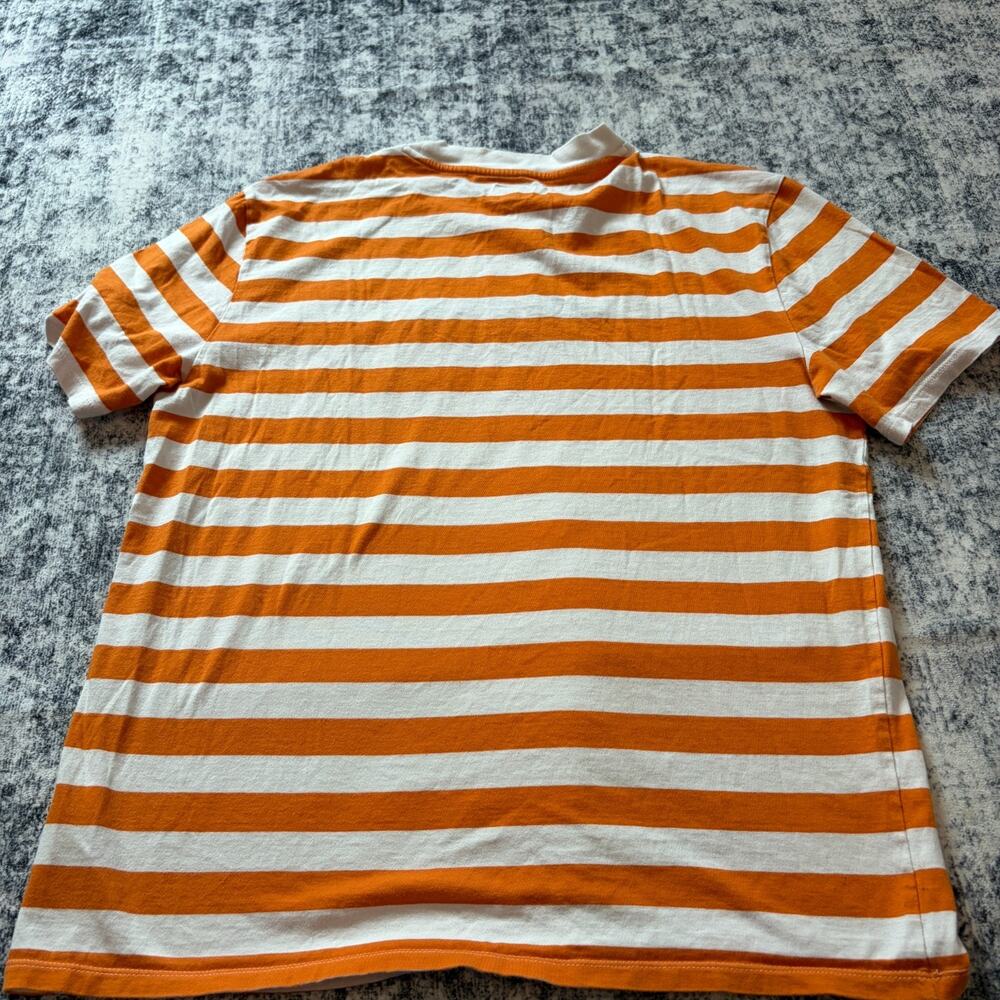 Guess Los Angeles Men's Striped T-Shirt Orange White Embroidered Logo Sz Medium - Picture 9 of 10